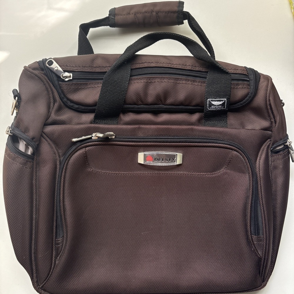 Delsey Brown Carry-On Weekender Travel Duffle Overnight Bag No Shoulder Strap
